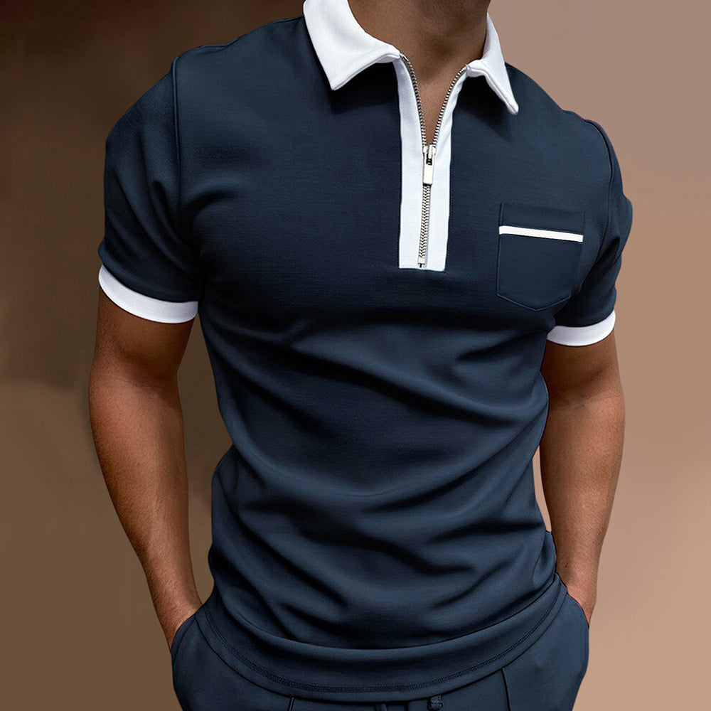 Casual and Comfortable Men's Colorblock Sports Polo Shirt