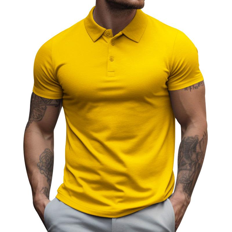 Men's Solid Slim Lapel Short Sleeve Casual Polo Shirt