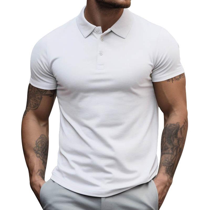 Men's Solid Slim Lapel Short Sleeve Casual Polo Shirt